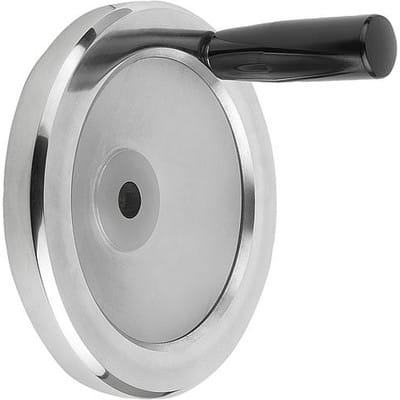SCHEIBENHANDRAD D1=80 PASSBOHRUNG D2=10H7 ALUMINIUM, KOMP:DUROPLAST, GRIFF DREHBAR