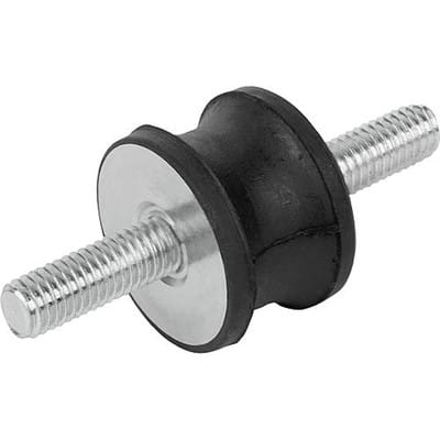 GUMMIPUFFER TYP AT TAILLIERT AUSSENGEWINDE M12X37, D=75, H=40, STAHL, KOMP:ELAST. NATURKAUTSCHUK SHORE