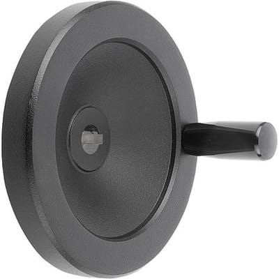 SCHEIBENHANDRAD D1=160 PASSBOHRUNG MIT NUT D2=16H7, B3=5, T=18,3 ALUMINIUM, SCHWARZ PULVERBESCHICHTET,
