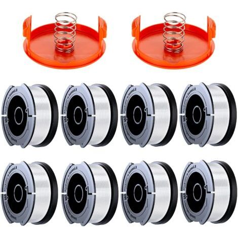 10er-pack Bobine Fil Coupe Bordure Kompatibel Mit Black & Decker Coupe Bordüren, A6481 A6485 1,65 Mm Bobine De Fil Debroussailleuse (8 Fil Coupe Bordure, 2 Couvercle, 2 Ressort)-karte