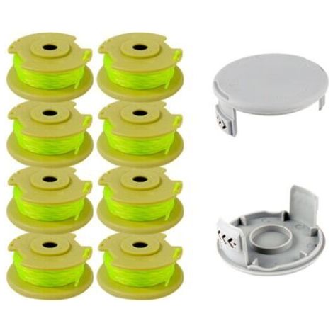 10er-packung Trimmerfaden-spulen (aktualisiertes Modell) Passend Für Ryobi One+ 18v, 24v, 40v Trimmer, Ø 2,0 Mm Und 3,5 M Länge, Ac14rl3a Trimmer-ersatzteile (8 Spulen, 2 Schutzkappen) - Karteo