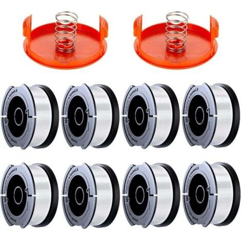 Set Mit 8 Spulen 1,65 Mm Trimmerfaden, Kompatibel Mit Den Black & Decker Trimmern A6481 Und A6485. Enthält 8 Fäden, 2 Schutzkappen Und 2 Federn. – Karteo