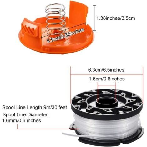 Ersatz-nylonspule Für Rasenmäher Und Freischneider, Inklusive Kappe Und Feder, Kompatibel Mit Dem Freischneider Black & Decker Af-100-3zp. – Karteo