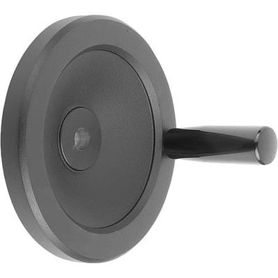 SCHEIBENHANDRAD D1=140 PASSBOHRUNG D2=14H7 ALUMINIUM, SCHWARZ PULVERBESCHICHTET, KOMP:DUROPLAST,