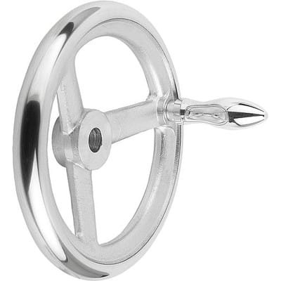 HANDRAD DIN950, D1=400 PASSBOHRUNG D2=34H7, ALUMINIUM, KOMP:ALUMINIUM, BALLENGRIFF DREHBAR
