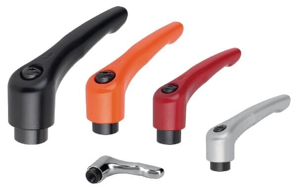 KLEMMHEBEL GR.5 M16, ZINK SCHWARZ RAL9005 SEIDENMATT, KOMP:STAHL BRÜNIERT