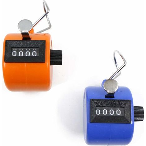 4-stelliger Manueller Zähler, Set Mit 2 Mechanischen Zählern, Ohne Batterie, Orange Und Blau, 4,3 Cm X 4,3 Cm X 5,2 Cm, 29 G, Runden/sport/training/schule/veranstaltung, Klein Und Leicht Zu Transporti