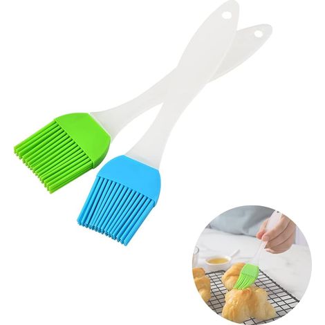 Ölpinsel In Blau Und Grün, 17 × 3,2 Cm, 2er-set. Würzpinsel Für Grillgerichte Im Freien, Hitzebeständig.
