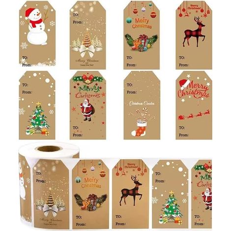 Rolle Mit 300 Stück Selbstklebenden Weihnachtsgeschenkanhängern Für Geschenktüten, Etiketten Und Dekorationen Für Weihnachtsfeste
