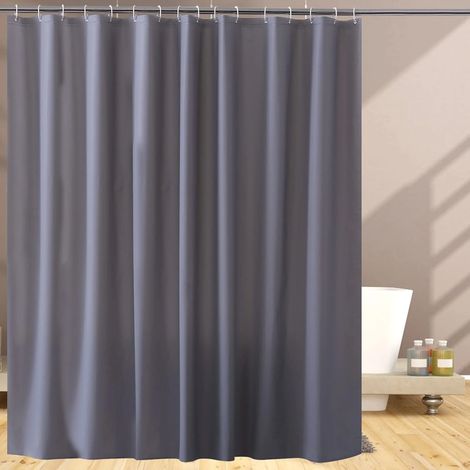Schimmelresistenter Duschvorhang, Grau, 240 X 200 Cm, Eva, Wasserdicht, Waschbar, Mit 16 Haken, Antibakteriell, Pvc-frei, Für Badewanne