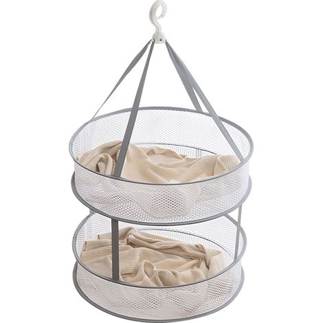 Graues Wäschenetz, 48 Cm Durchmesser, Einteilig, Ideal Zum Trocknen Von Socken Und Kaschmirpullovern.