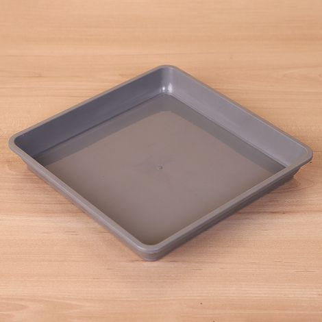 Graue Pflanzschale Aus Kunststoff, 18 X 18 Cm, Quadratische Abtropfschale, Blumenkasten Für Den Innen- Und Außenbereich, 2 Stück