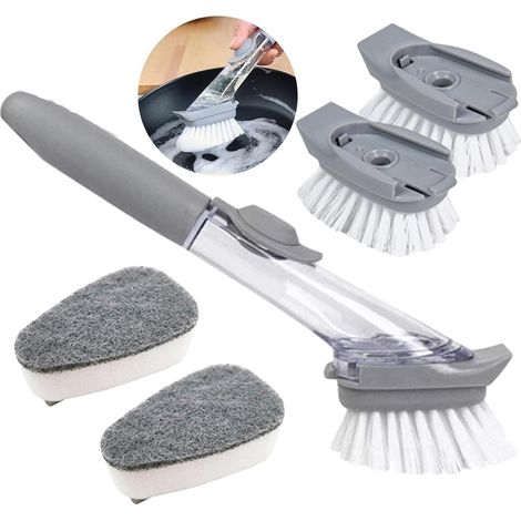 Spülbürste, Spülbürste Mit Wasserbehälter, Spülbürste Mit Langem Griff, 3-in-1 Multifunktions-reinigungsbürste. Zum Reinigen Von Geschirr, Töpfen Und Pfannen.