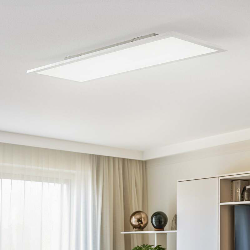 [neuwertig] B-ware Lindby Deckenleuchte Led Livel Dimmbar Cct 80x30cm Fernbedienung Silber 2900lm