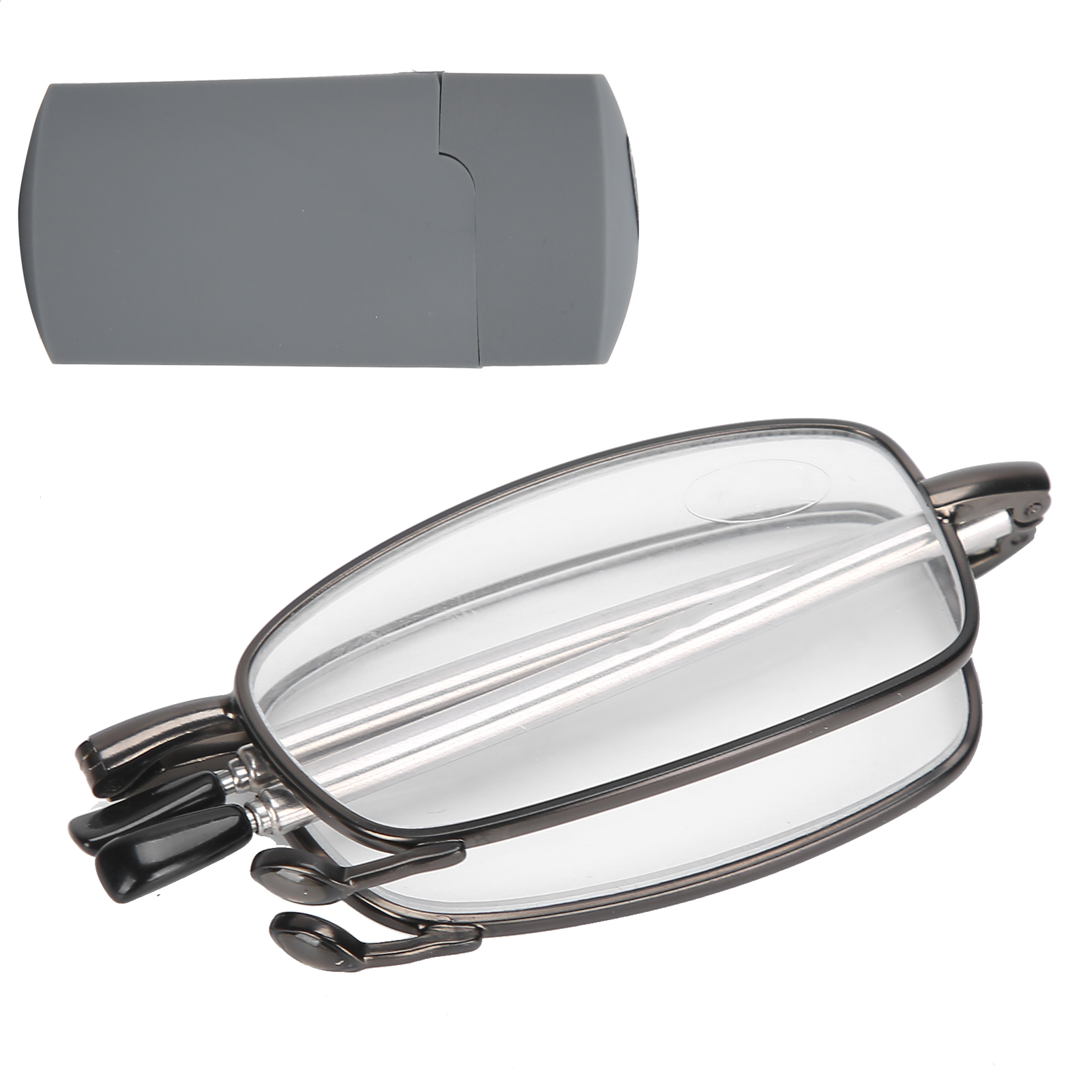 Faltbare Lesebrille, Unisex, Herren, Damen, Edelstahl, Rutschfest, Für Senioren (+300, Grau)