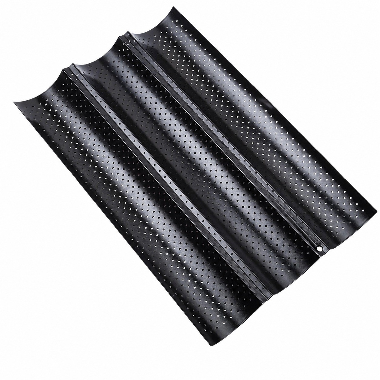 Baguetteblech, Schwarz, Antihaftbeschichtet, Für 3 Baguettes, Selbstgebackenes Brot