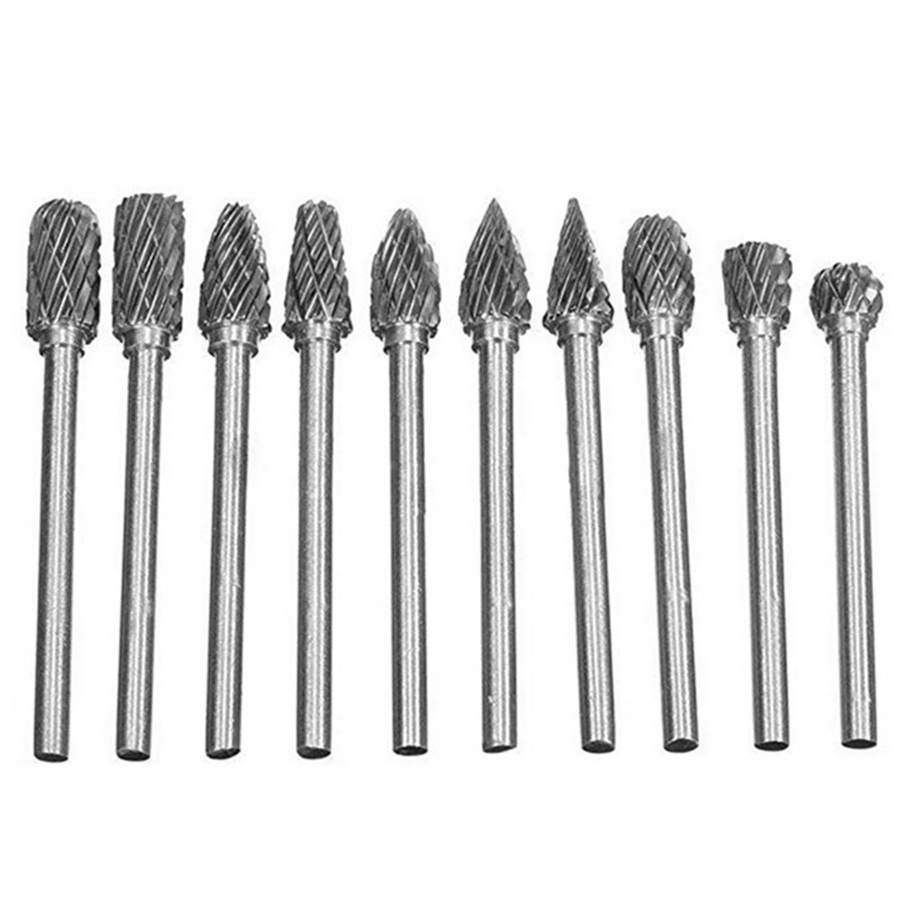 10 Stück Hartmetall-rotationsfeilen, 1/8 Zoll Schaft, Fräser Für Holz- Und Metallbearbeitung, Gravieren Und Schleifen