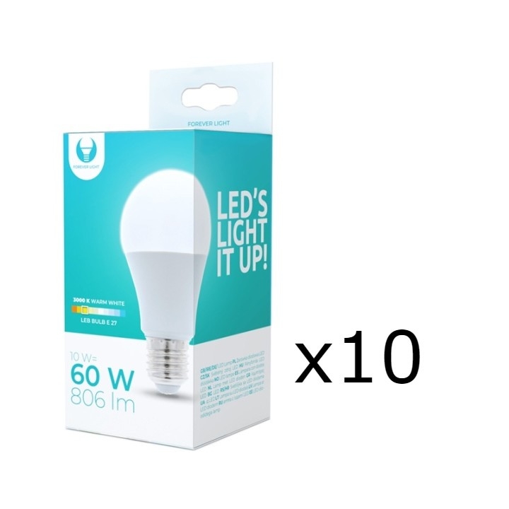 Led-lampe E27, A60, 10 W, 230 V, 3000 K, 10er-pack, Warmweiß