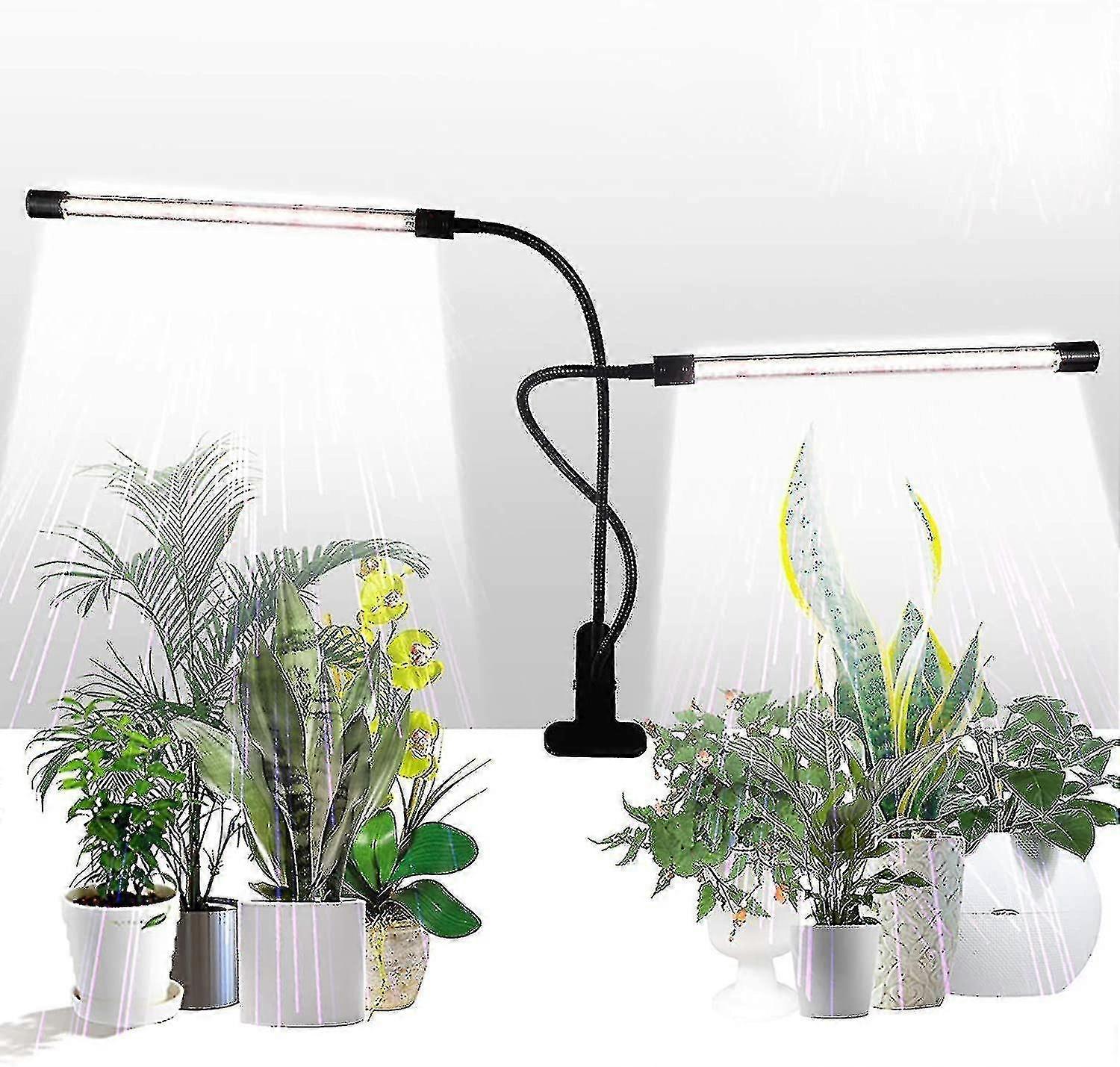 Pflanzenlampe, Sonnenlichtweiße 50-w-led-lampe Mit 84 Leds, Doppelkopf Und Klemme, 4/8/12-stunden-timer, 5 Einstellbare Helligkeitsstufen