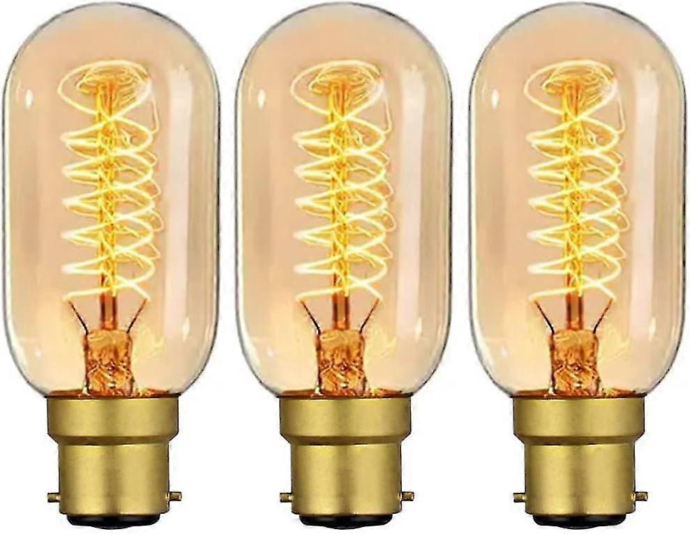 40-w-b22-vintage-edison-glühbirnen, Dimmbar Mit Bajonettfassung, B22-bc-glühfaden, Warmweiß, T45-antik-retro-glühbirne 230 V (3er-pack)