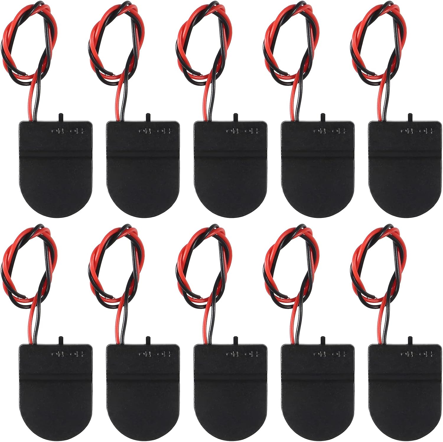 10 Stück Cr2032 Batteriehalter, 1x 3v Knopfzellen-batteriehalterbox Mit Drahtschalter (schwarz)