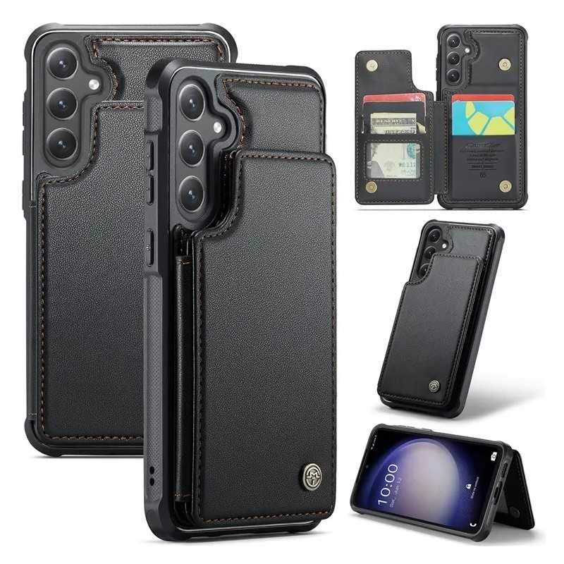 Caseme Stoßfeste Hülle Mit Kartenhalter Und Ständer Für 4 Fächer, Kompatibel Mit Samsung S25 Plus, Schwarz