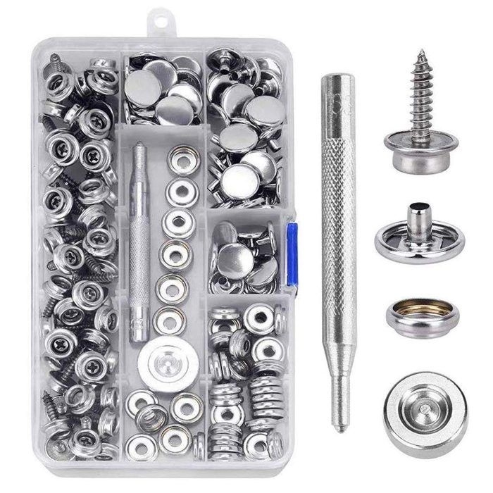Druckknöpfe, 150 Stück, Edelstahl-schraubknöpfe, 15 Mm Metall-druckknopfset Mit 2 Oder