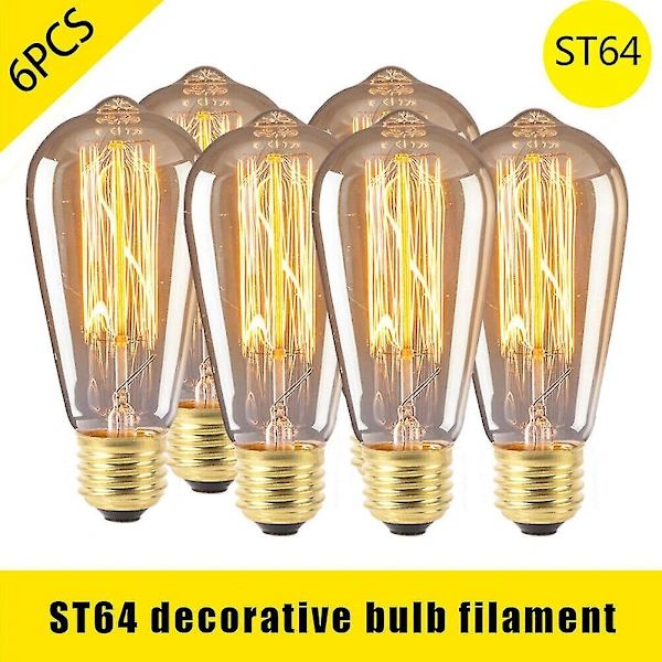 6 Stück Vintage Retro St64 E27 Edison Glühbirnen 40w Glühlampe