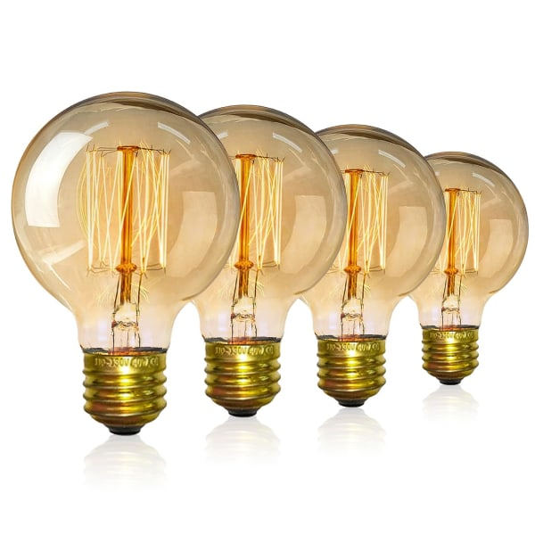 4er-pack Vintage-edison-glühbirnen – Dimmbare Schraublampen – Kugellampen – Warmweiß 40 W G80 E27 220 V [energieklasse A]