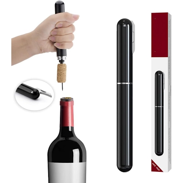 Luftdruck-weinöffner Mit Folienschneider Öffnet Flaschen Mühelos Und Schont Korken, Einfach Zu Bedienen, Schwarz