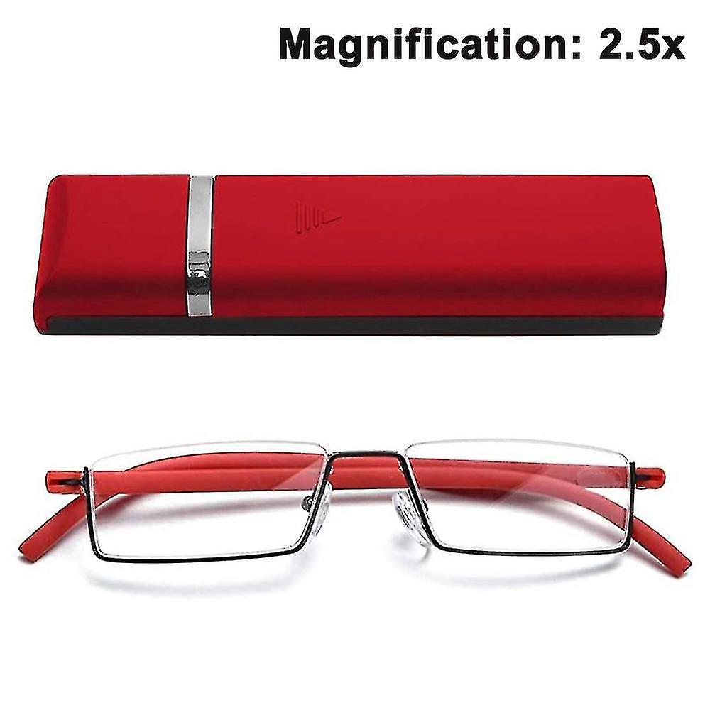 Halbrand-lesebrille Für Damen Und Herren, Leicht - 2,5 - Elegantes Rot