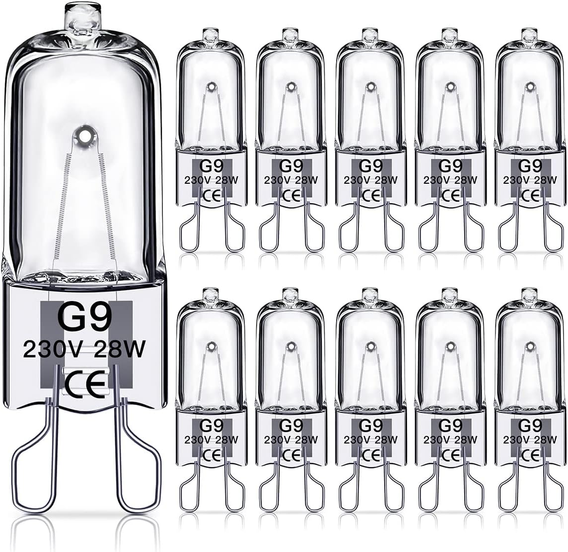 G9 Halogenlampen 28w, 230v, 10 Stück.
