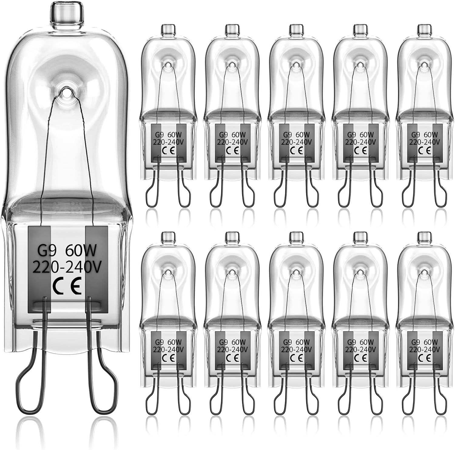 G9 Halogenlampen 60w, 230v, 10 Stück.