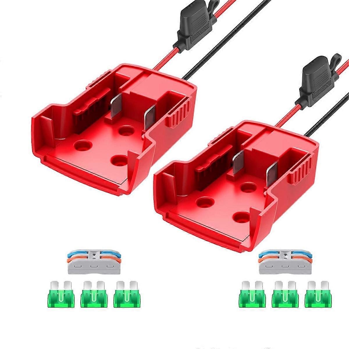 2er-pack Power Wheel Adapter Für Milwaukee M18 Akkuadapter 18v Mit Sicherungen Und Kabelanschlüssen