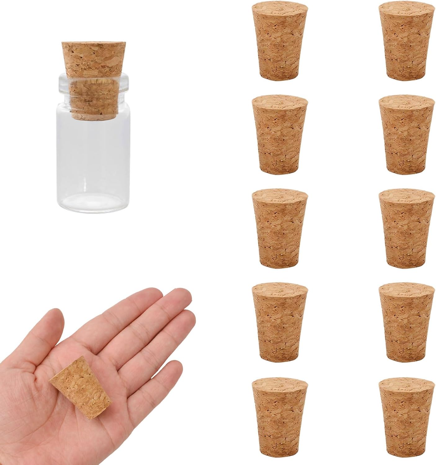 10 Konische Korken, Weinflaschenverschlüsse, Natürliche Konische Korken, Holzflaschenverschlüsse, Geeignet Für Wein-, Bier- Und Glasflaschen