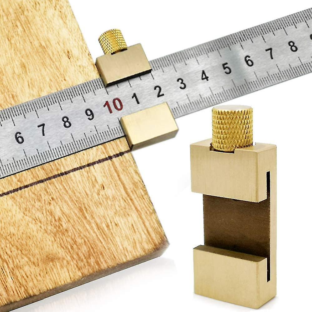 Lineal-werkzeug Aus Messing, Stahl Und Holz, Positionierblock, Linienpositionierer, Anschlagblock, Messwerkzeug, Positionierblock Aus 300 Mm Stahllineal (gold)