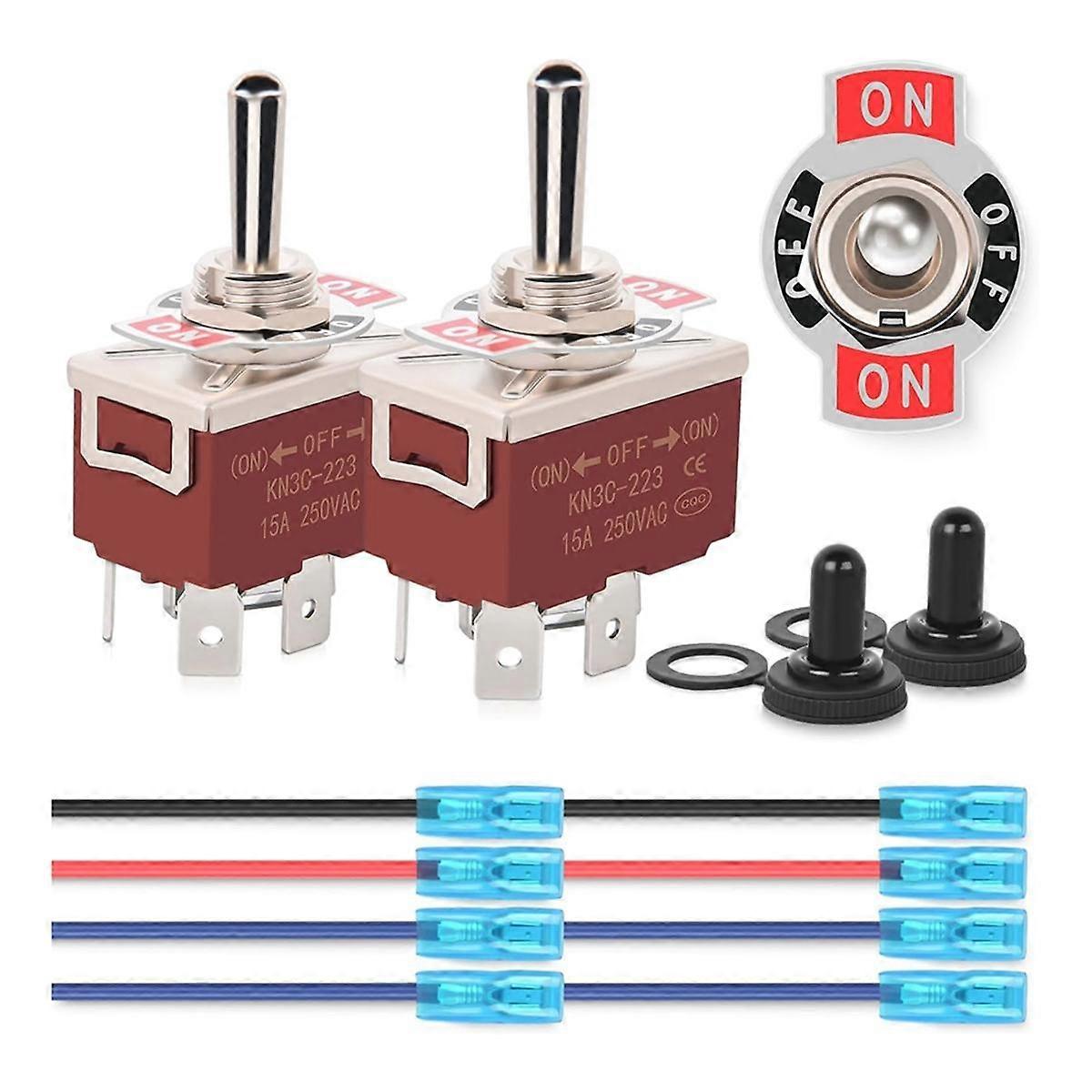 4-poliger Kippschalter Mit Umgekehrter Polarität, 2 Stück, 12 V, Momentanschalter, 30 A, Ein/aus/ein, Dpdt, 3-positionen, Wasserdicht, Stoßfest