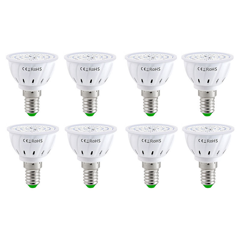 Led-pflanzenleuchte E14 – 60 Leds, Vollspektrum-pflanzenlicht, Geeignet Für Blumen, Hydrokultur, Saatgut Und Bio-pflanzen, 8-teiliges Set