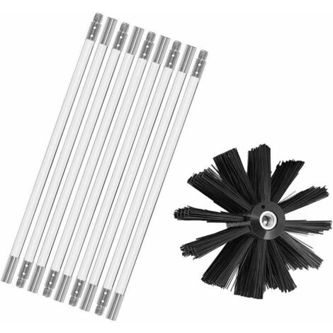 Rußentfernungsset Für Kamine, Kaminreinigungswerkzeug-bürstenset Inklusive 9 Flexiblen 410-mm-stäben Und Bürstenköpfen, Kompatibel Mit Holzöfen