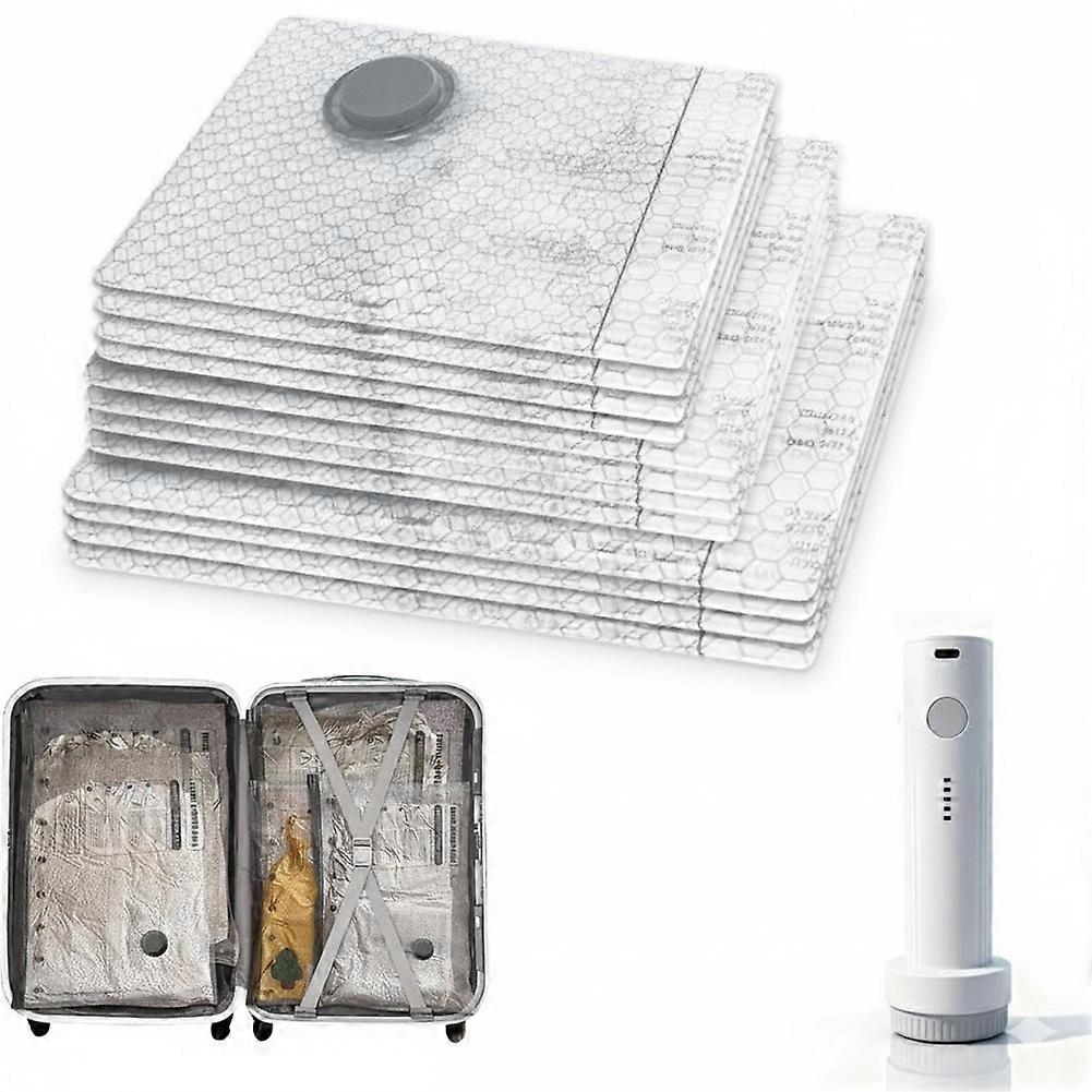 12er-pack Vakuumbeutel, Reisefreundlich Mit Wiederaufladbarer Usb-pumpe, Platzsparendes Vakuum, Handgepäckgeeignet, Kompatibel Mit Gepäck Und Koffer