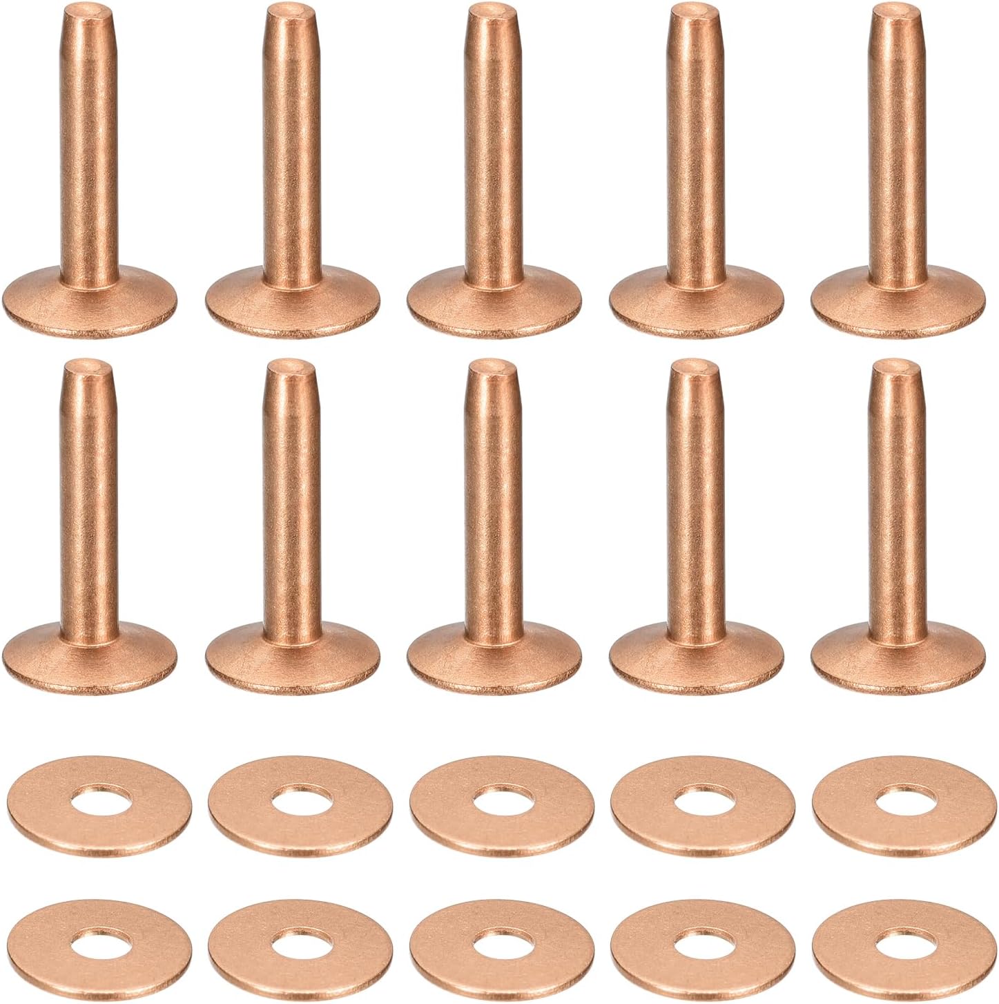10 Sets Kupfernieten Und -schneider, 10 X 3,3 X 21 Mm, Massive Kupfernieten Für Lederarbeiten, Geeignet Für Diy-projekte Mit Leder, Kupferfarbe
