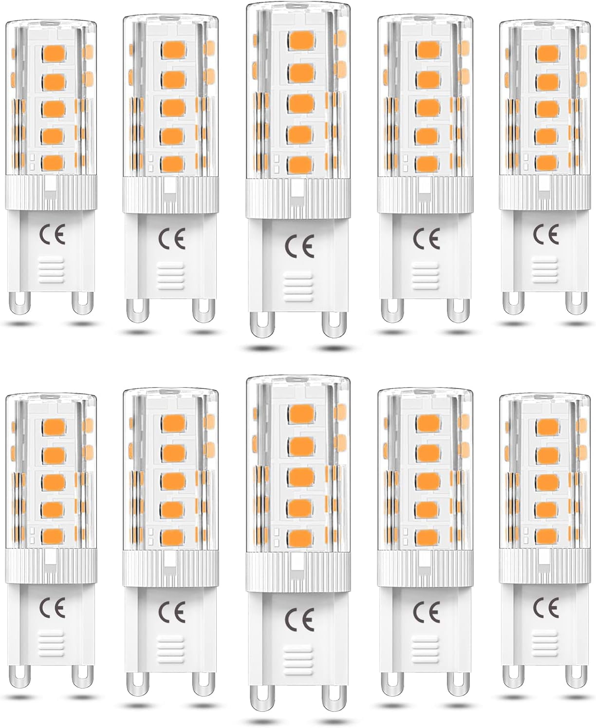 10 Stück G9 Led-lampen, Dimmbar, 3 W, Warmweiß, 3000 K, Entspricht 50 W Halogenlampe, Ac 110/220 V [energieklasse F]