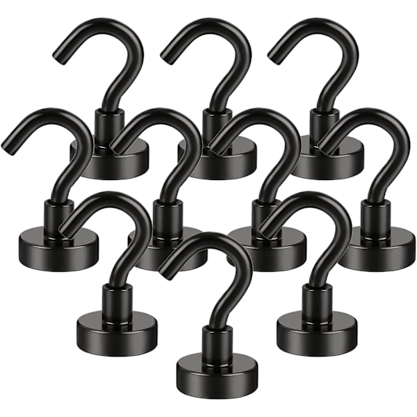Magnethaken, 10 Stück Neodym-magnethaken, 16 Mm Starke Magnethaken, Superstarke Magnete Mit Haken (schwarz)