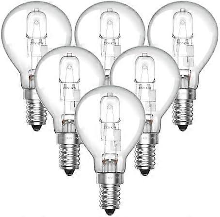 6er-pack E14 28w G45 Dimmbare Halogenlampe, Warmweiß (2700k), Kleine Edison-schraubglocke, 240v, Entspricht 40w Klassischen Mini-glühbirnen, Klar, Rund