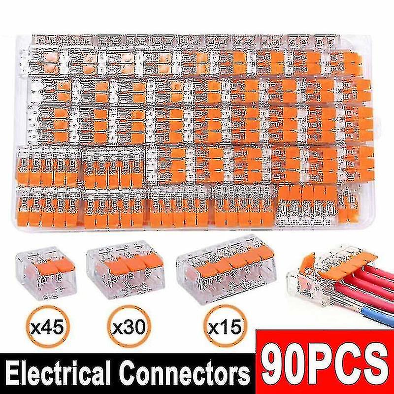 90 Stück Kompatibel Mit Wago 221 Elektrischen Steckverbindern, Drahtblöcken, Klemmenblöcken, Wiederverwendbar