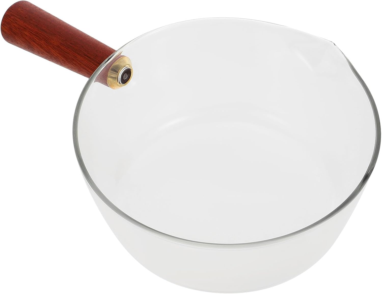 Glasmilchtopf Mit Holzgriff, Antihaftbeschichteter Suppentopf Und Kochpfanne. Geeignet Für Frühstücksgerichte Und Nudelzubereitung.