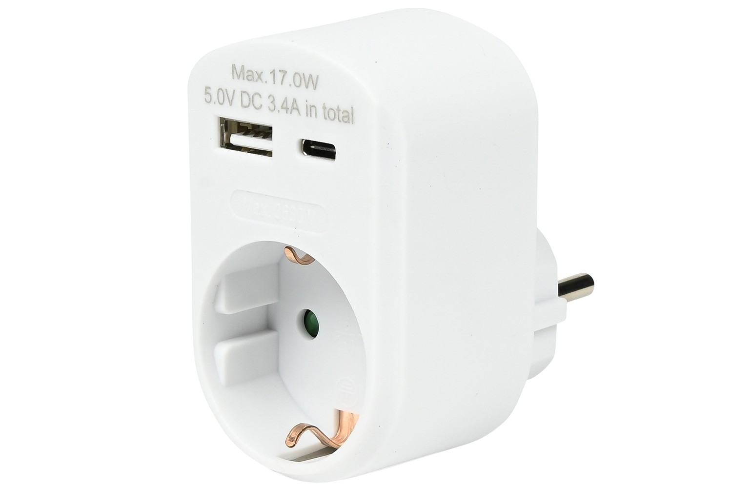 Wandsteckdose Mit Usb-a- Und Usb-c-anschluss, Weiß, 16-a-adapter Mit 2 Usb-anschlüssen