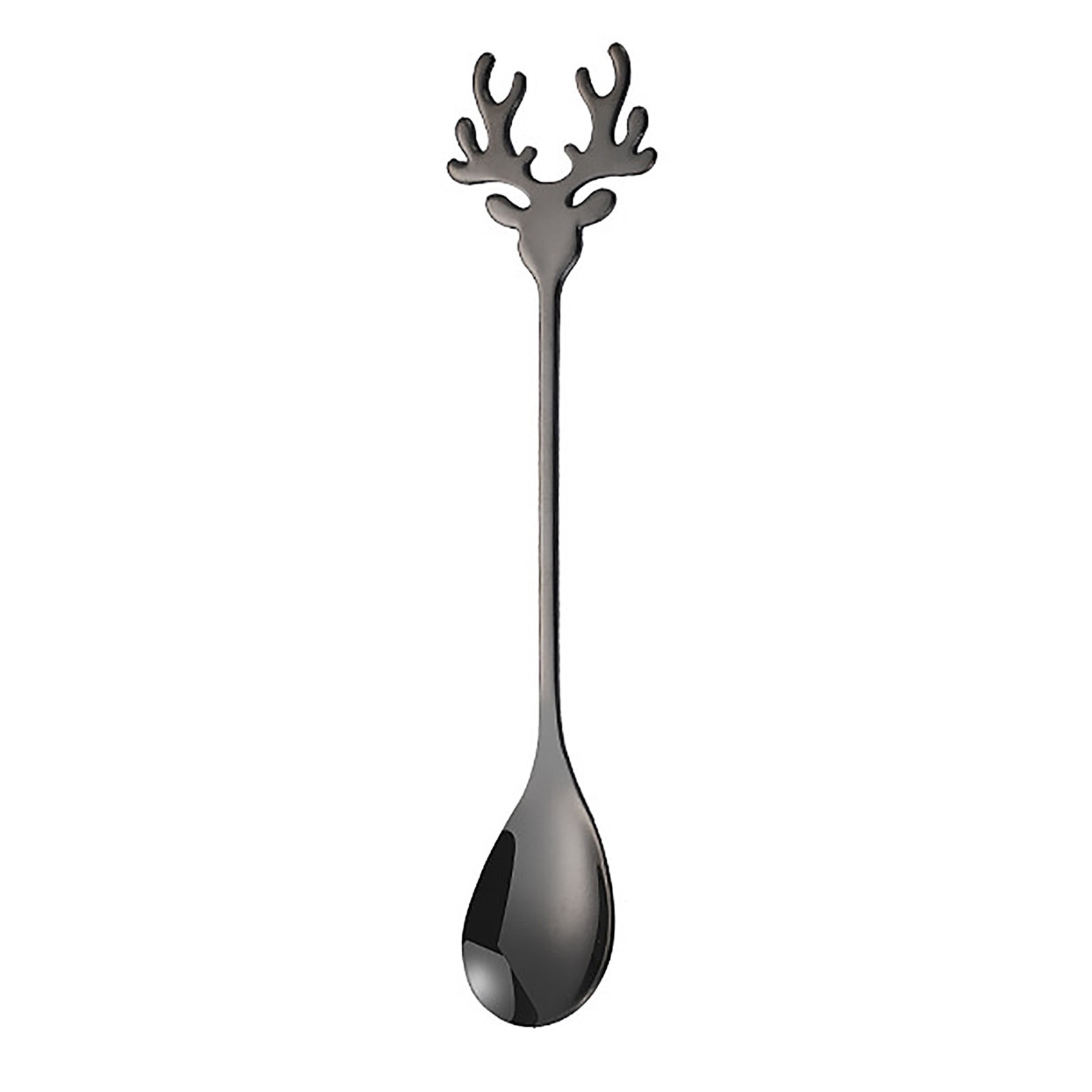 Kreativer Weihnachtslöffel In Hirschform, Schwarz, Lustiger Dessert-kaffeelöffel