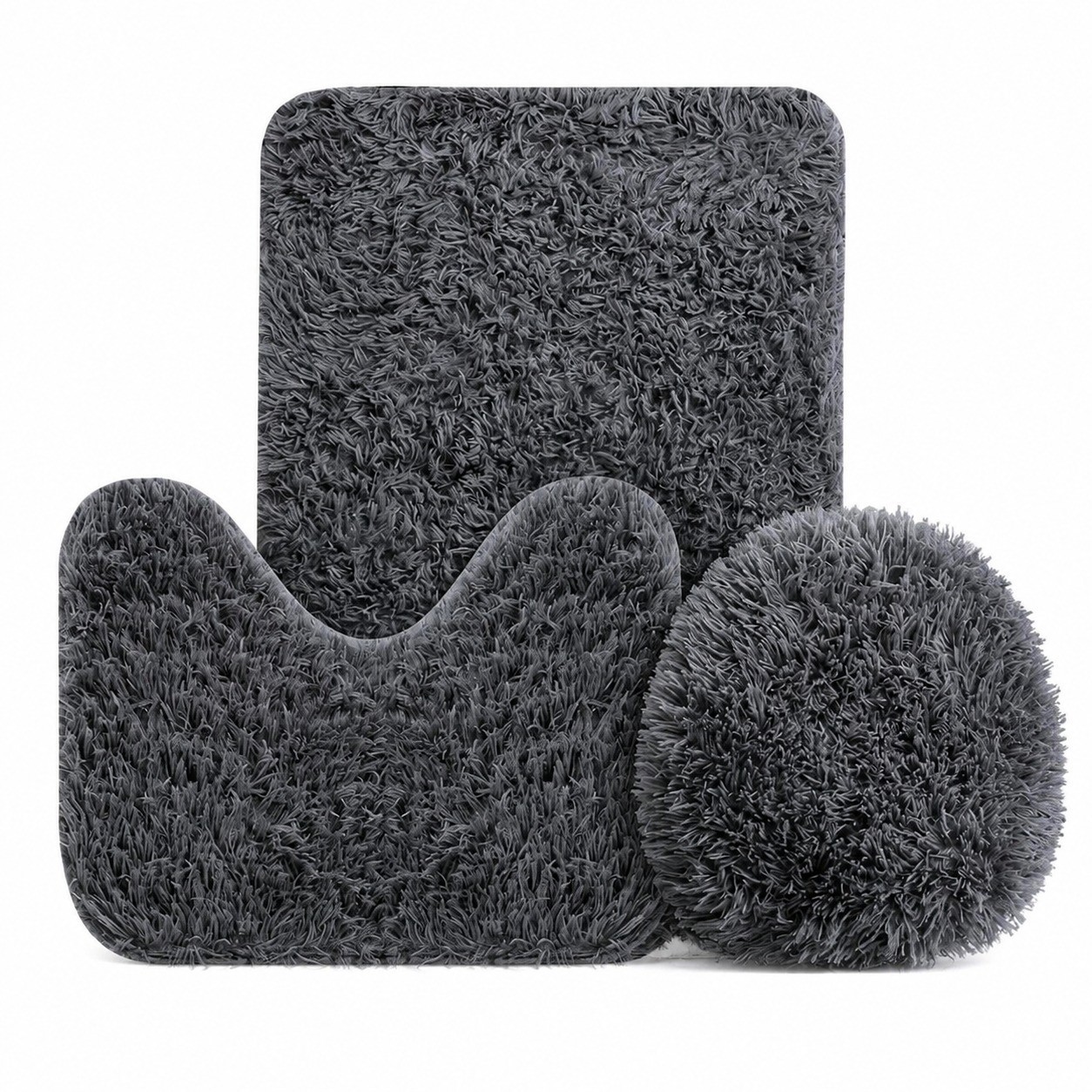 3-teiliges Badematten-set, Rutschfest, Schnelltrocknend, Weich Und Flauschig, Maschinenwaschbar