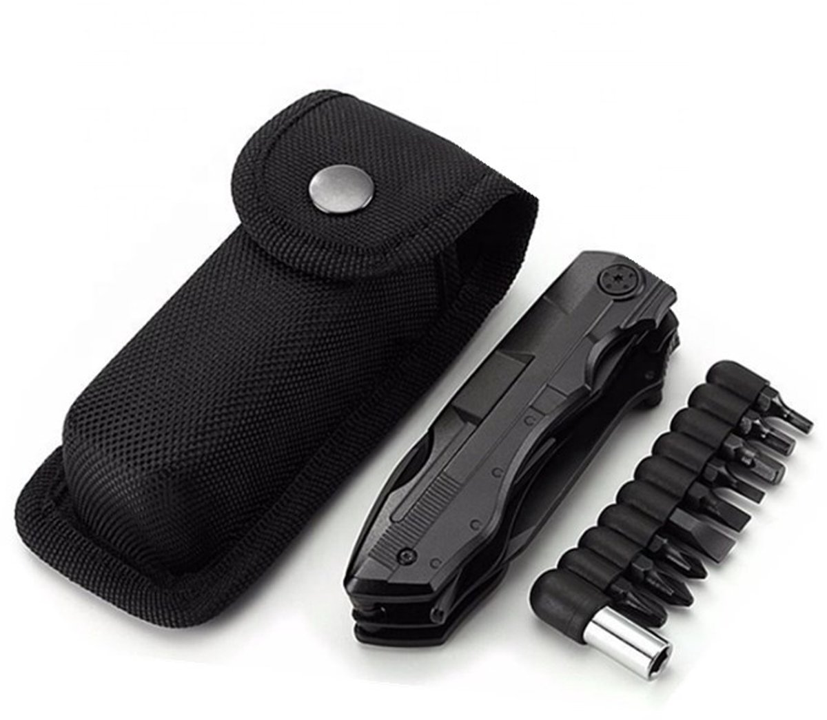 Outdoor – Survival – Wandern – 14-in-1-multitool – 9-teiliges Schraubendreher-bit-set – Inklusive Tragetasche – Schwarz